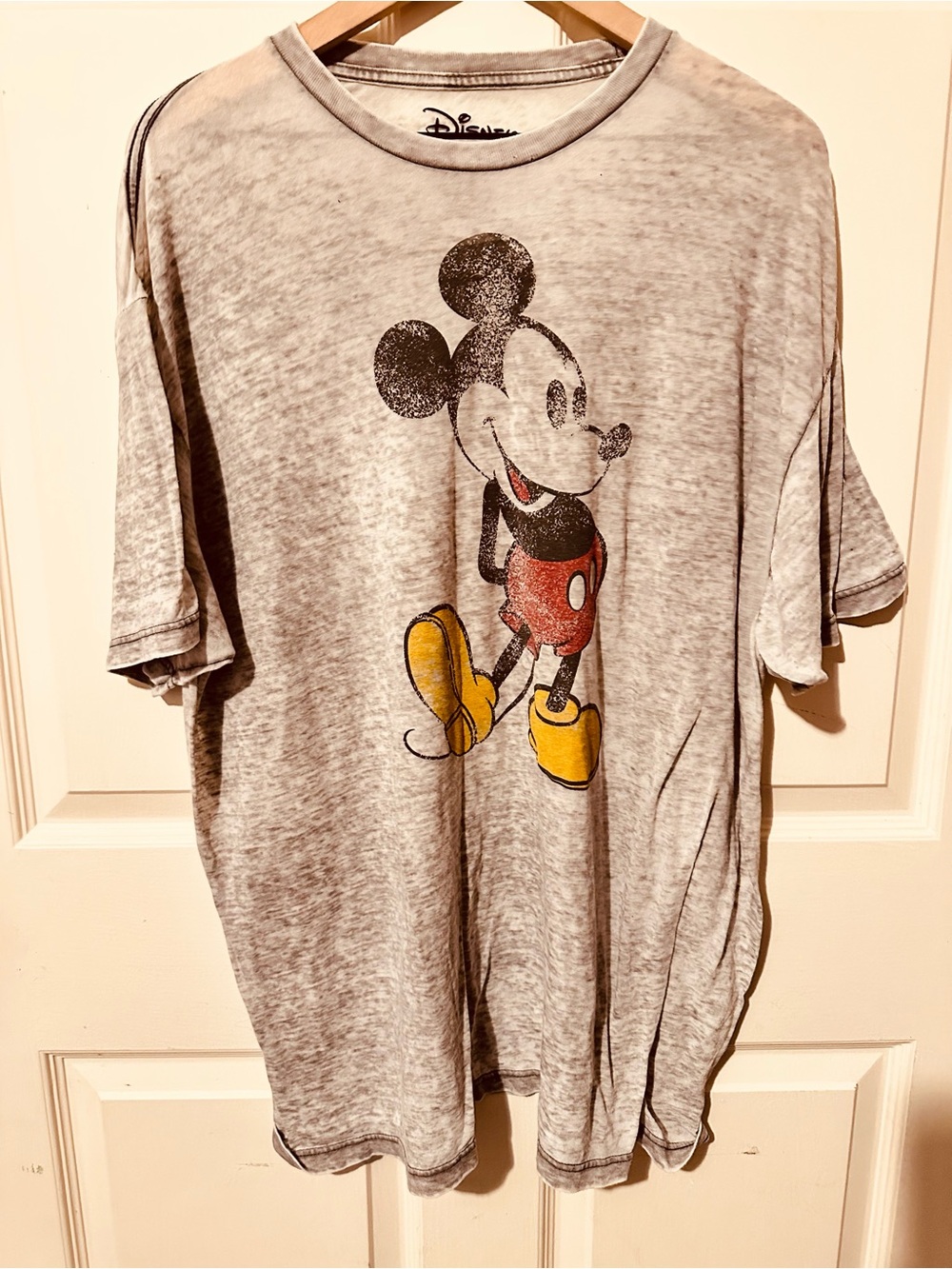 Disney Vintage-Style Mickey Graphic Tee in Gray with Red and Yellow Accents - Picture 6 of 6
